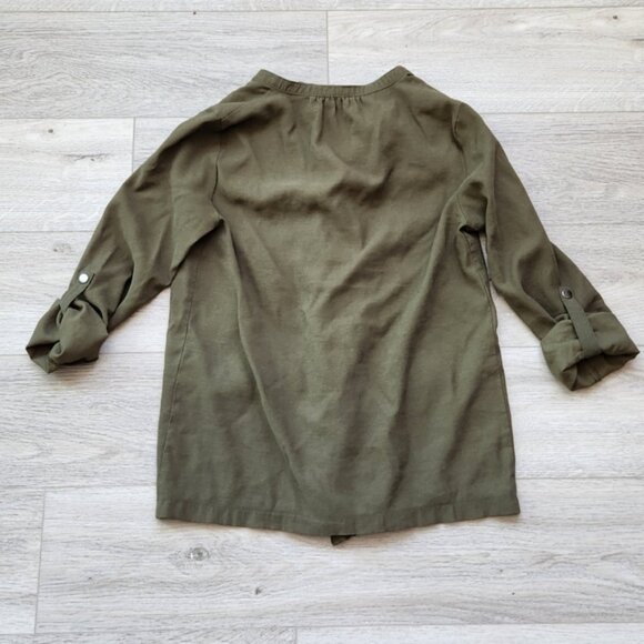 Nine West Green Womens Medium Lightweight Utility Jacket Zipper Long Sleeves - Picture 10 of 12